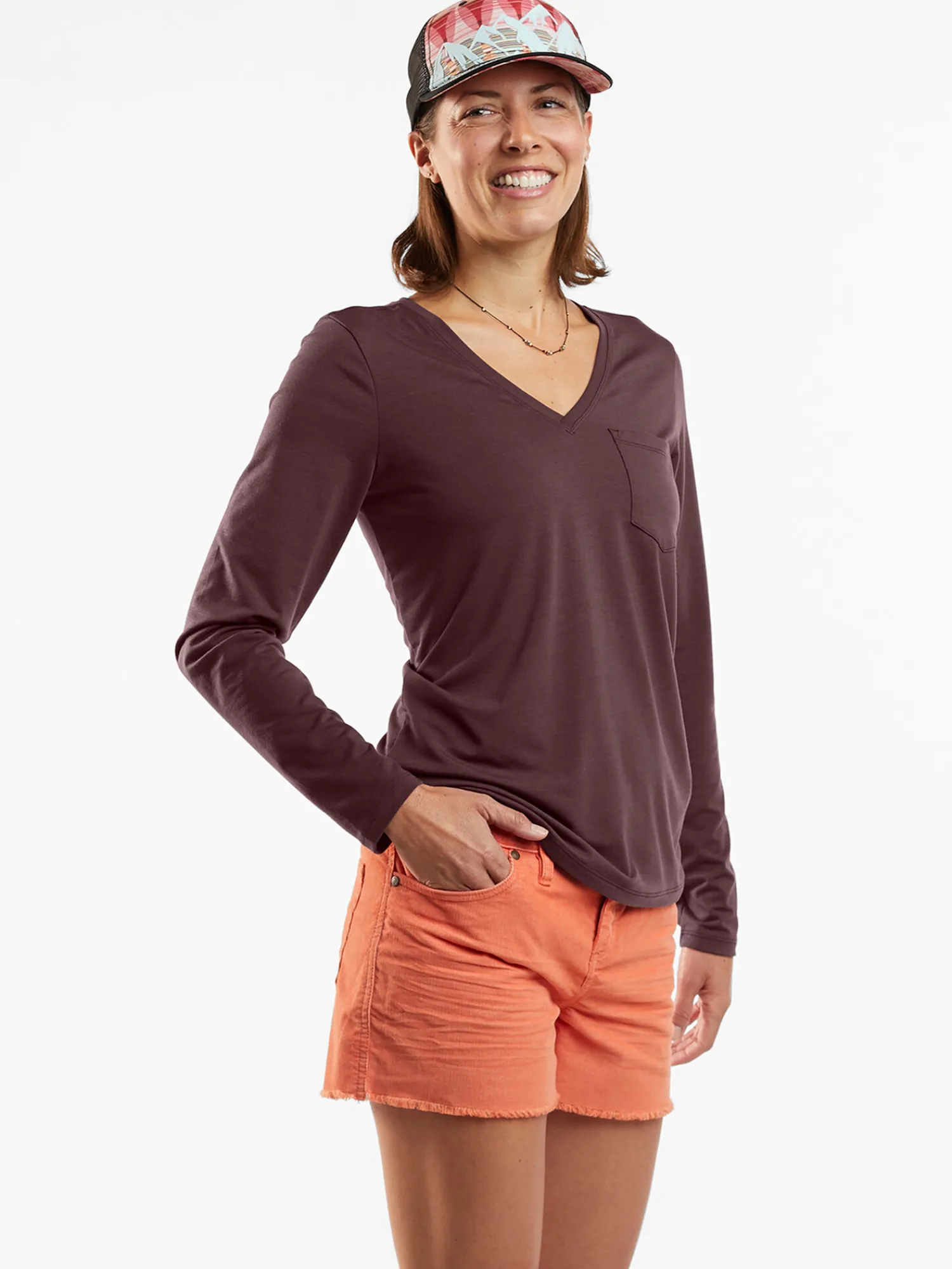 Women Title Nine Long Sleeve Tops>Aviatrix Long Sleeve V Neck Tee