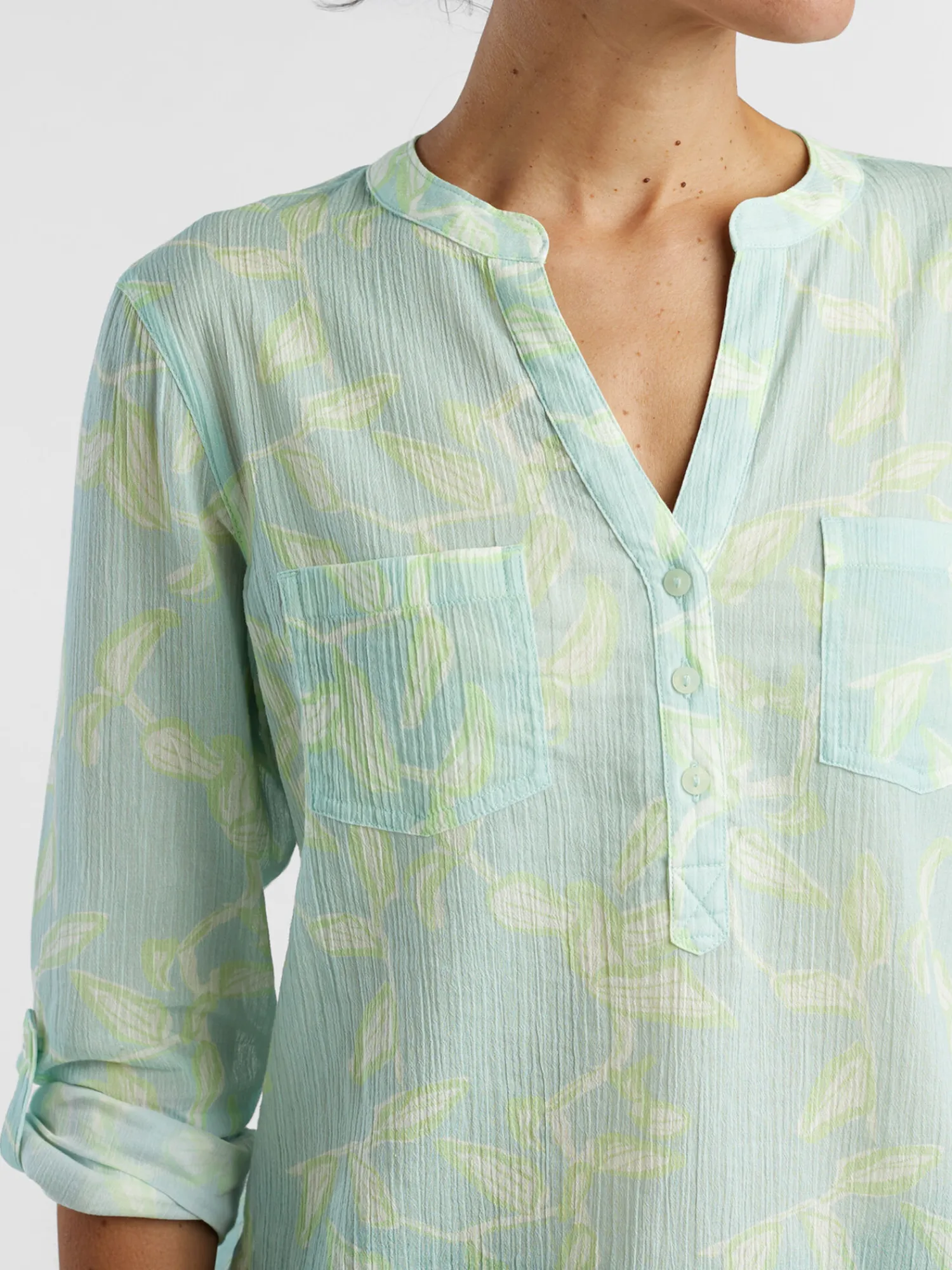 Women Title Nine Swim Cover Ups>Moorea Gauze Long Sleeve Top