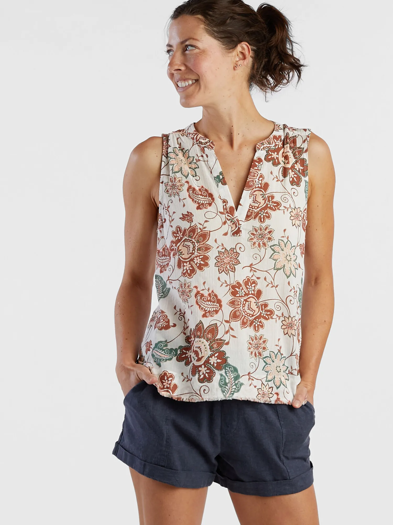 Women Title Nine Swim Cover Ups>Moorea Gauze Sleeveless Top