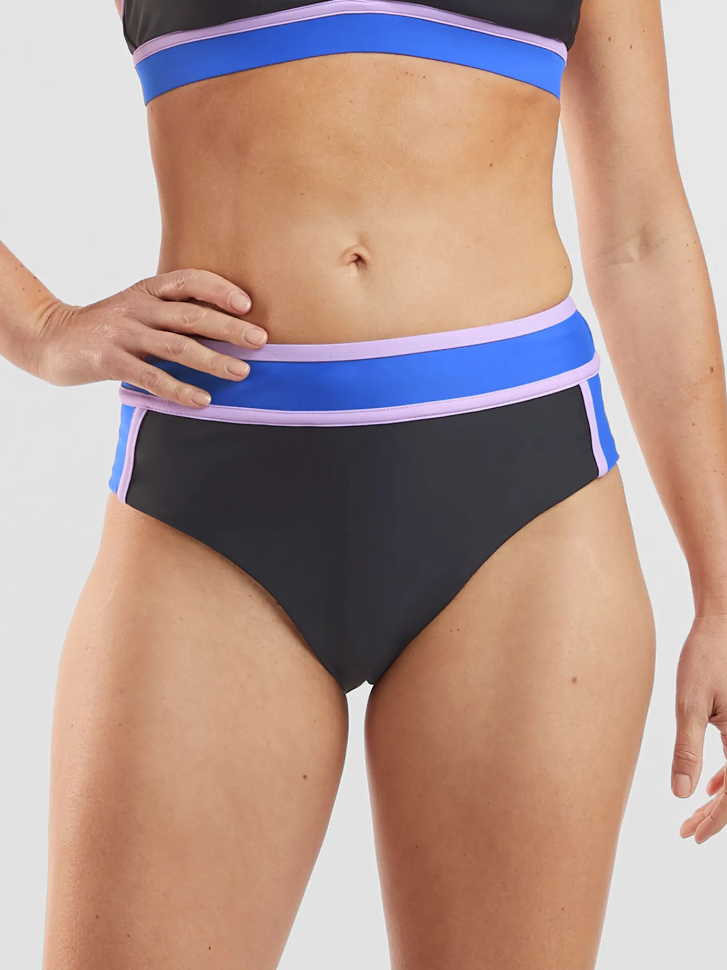 Women Title Nine Bikini Bottoms>Rockaway High Waisted Bikini Bottom - Colorblock