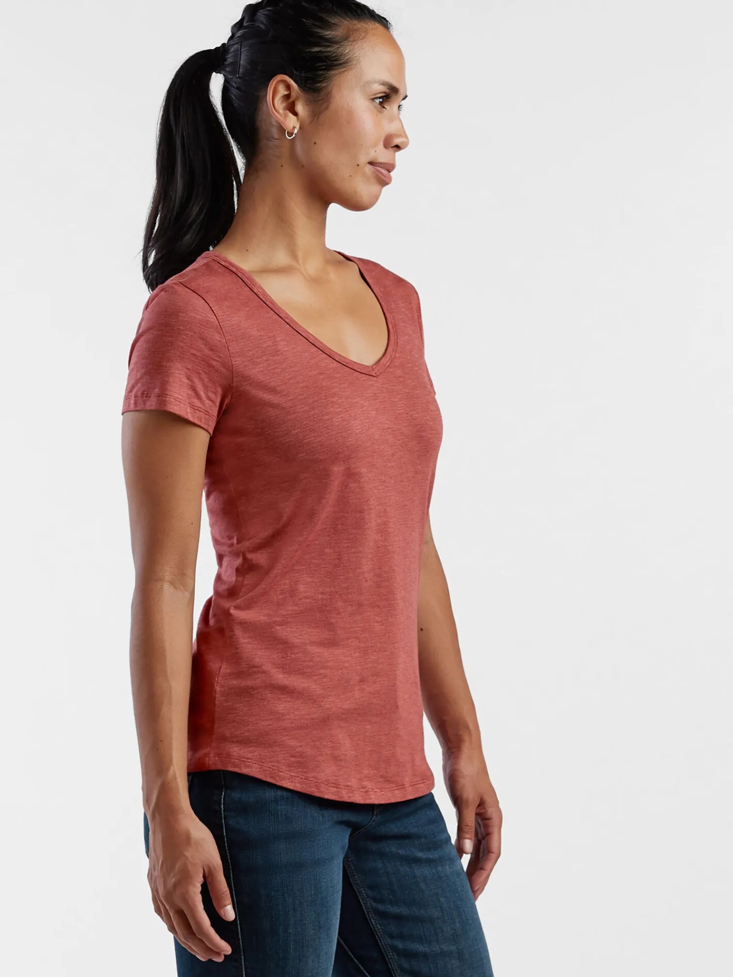 Women Title Nine Short Sleeve Tops>Samba V Neck Tee