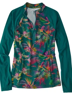 Women Title Nine Rash Guards, Sun Shirts & Swim Shirts>Sunbuster 1/4 Zip Long Sleeve Sun Shirt - Molokai