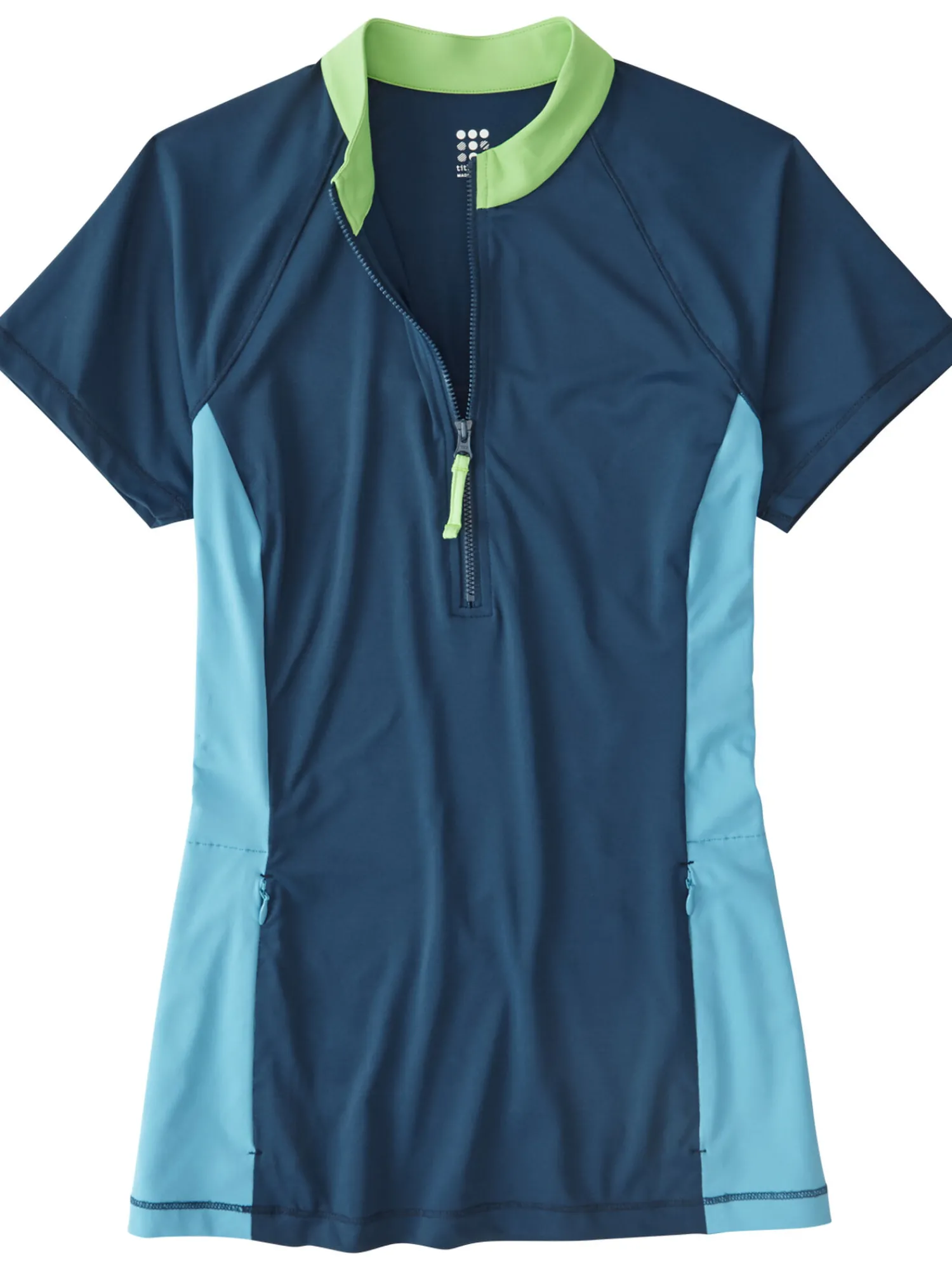 Women Title Nine Rash Guards, Sun Shirts & Swim Shirts>Sunbuster 1/2 Zip Short Sleeve Sun Shirt - Solid