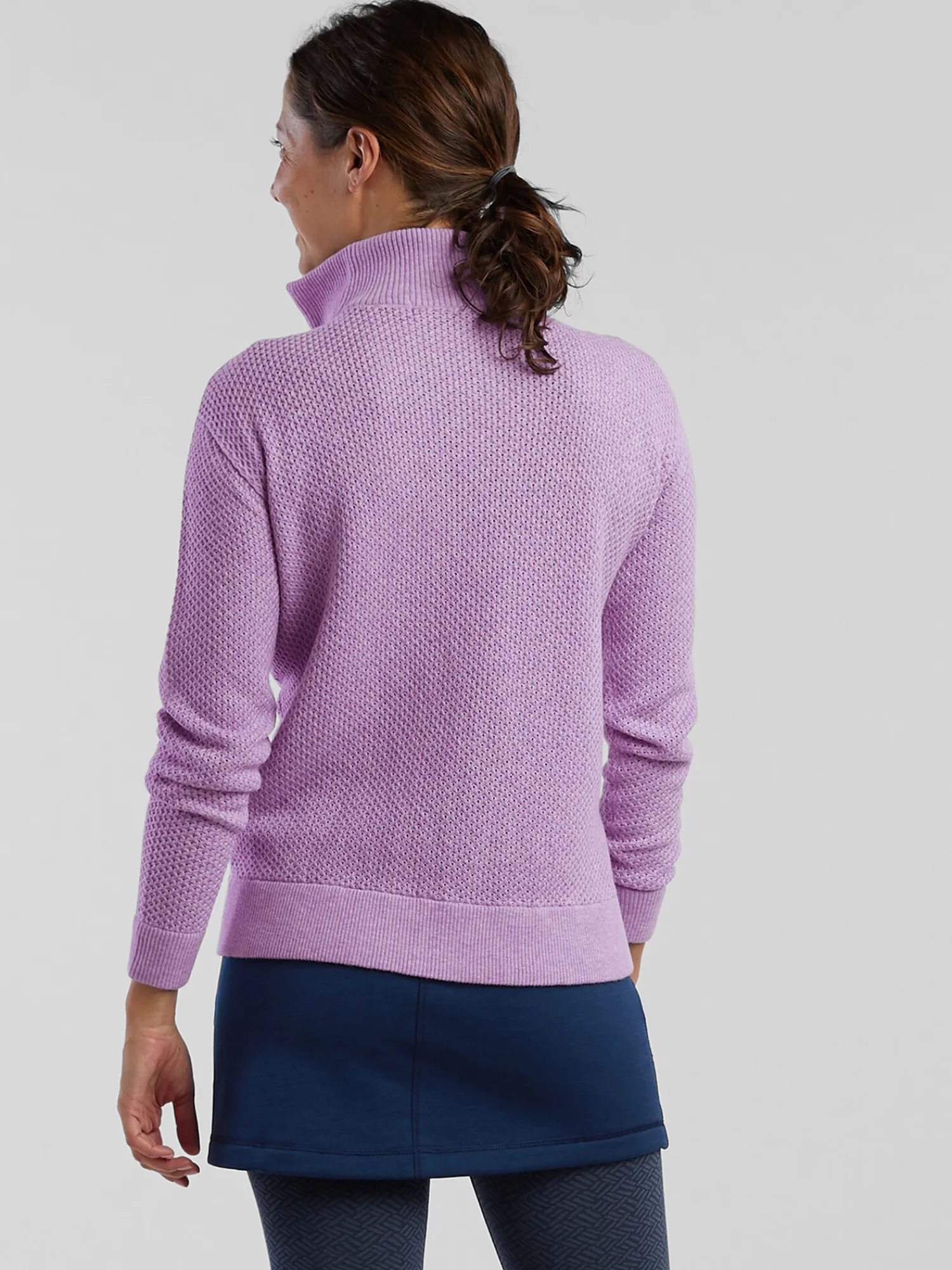Women Title Nine Long Sleeve Tops>Woolicious Waffle 1/4 Zip Sweater - Solid