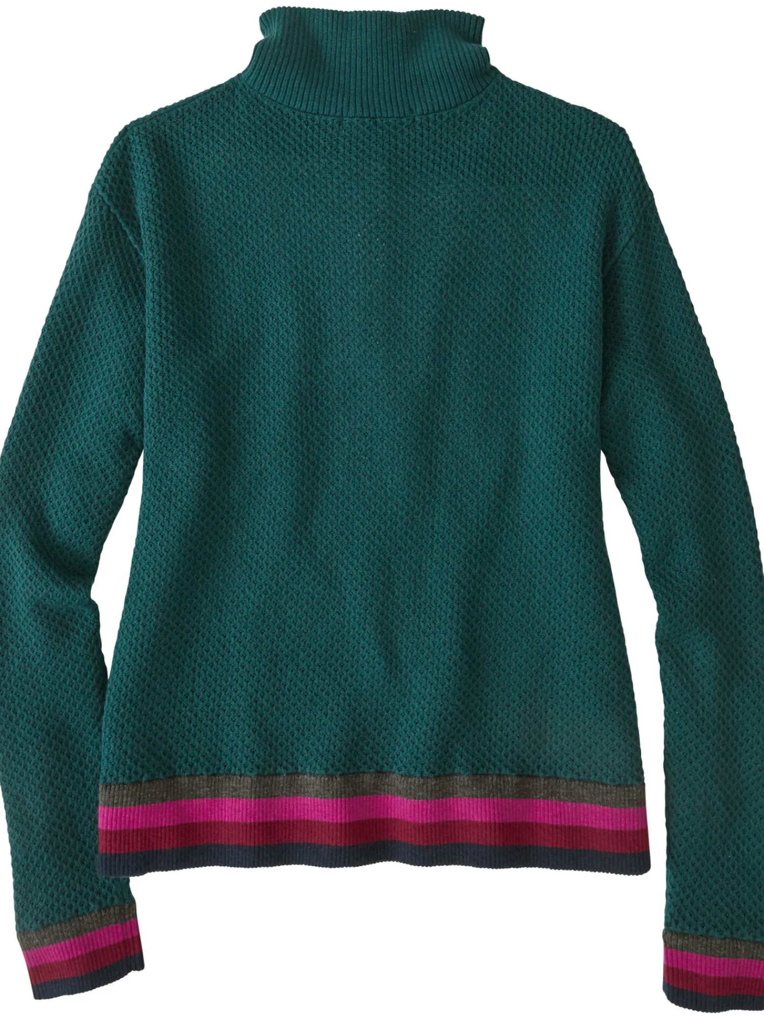 Women Title Nine Long Sleeve Tops>Woolicious Waffle 1/4 Zip Sweater - Stripe